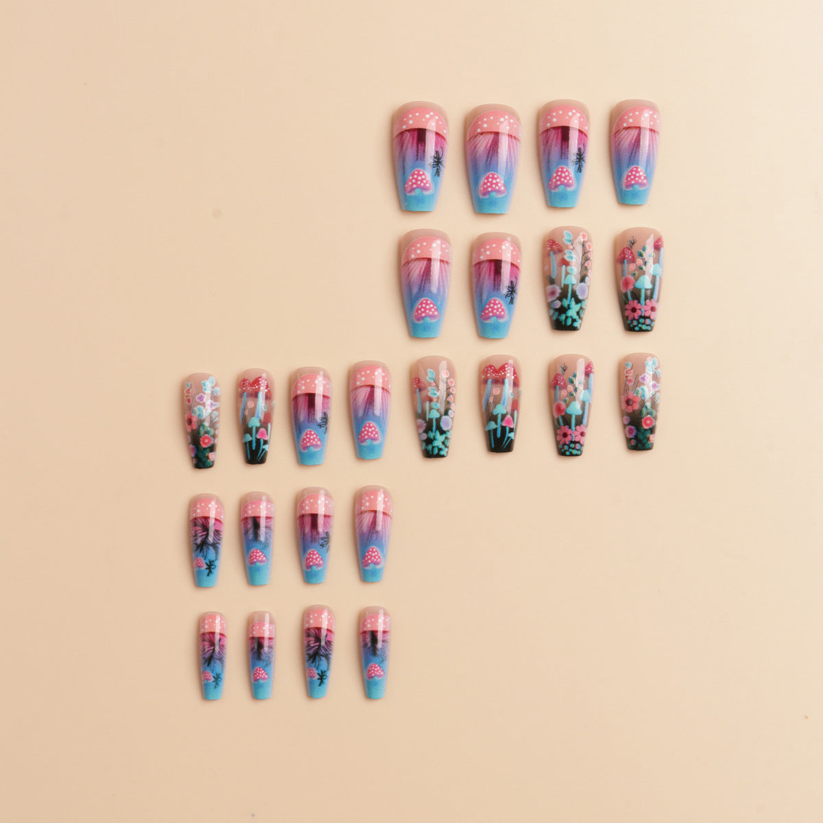 Künstlerisches Floral Leuchten-im-Dunkeln Nail Art Set Brehn