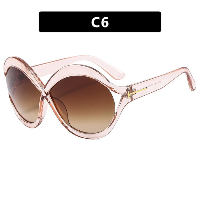 Damen extravagante Cat-Eye Sonnenbrille mit geschwungenem Rahmen Brehn