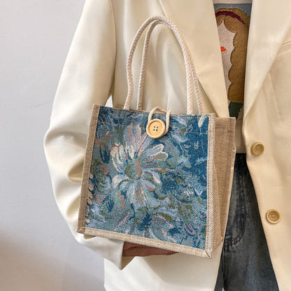 Floral bestickte Artisan Tragetasche