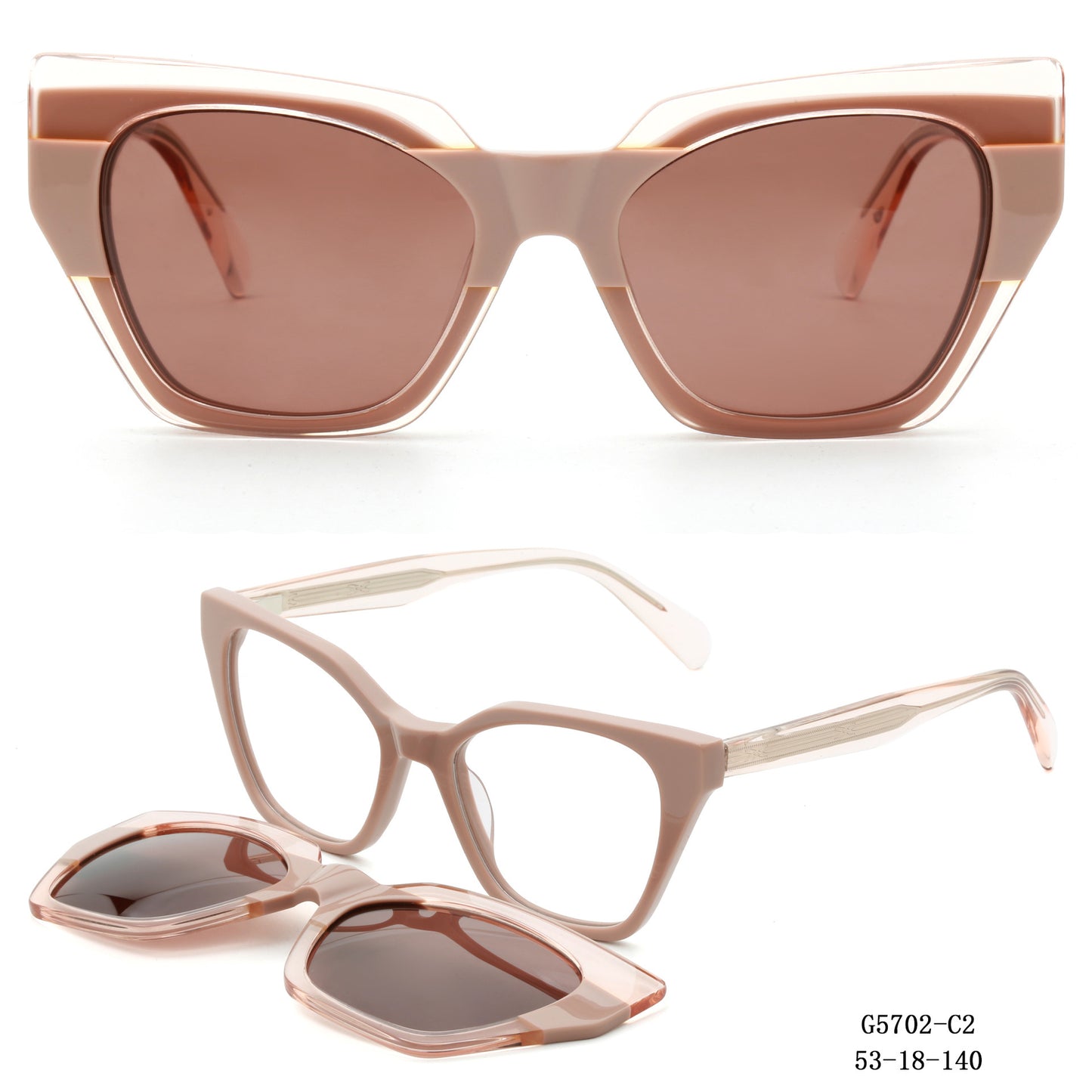 Damen auffällige Oversized-Sonnenbrille mit abnehmbaren Gläsern Brehn