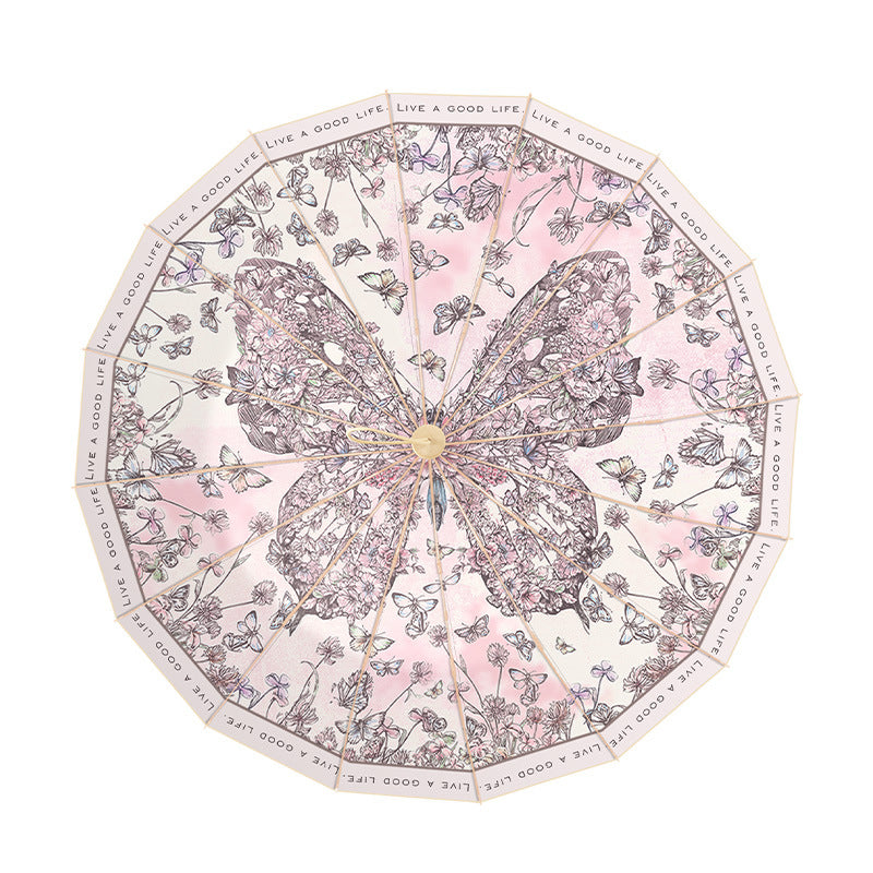 Damen eleganter und robuster Schirm mit botanischem Design Brehn