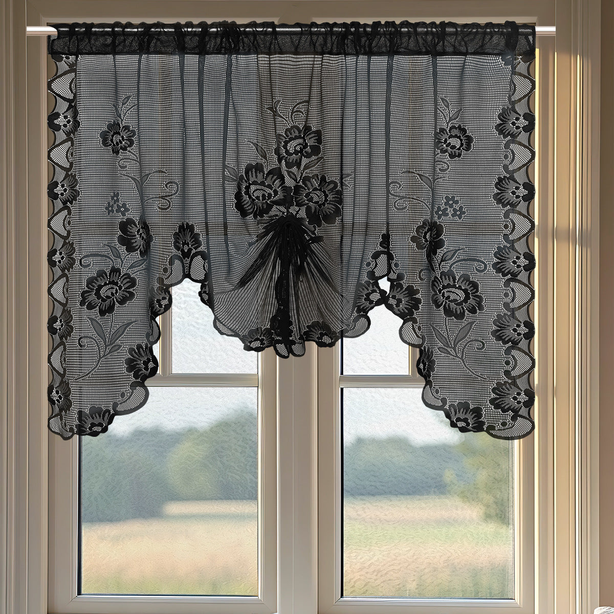 Florale Spitzendurchsichtige Fenstergardine