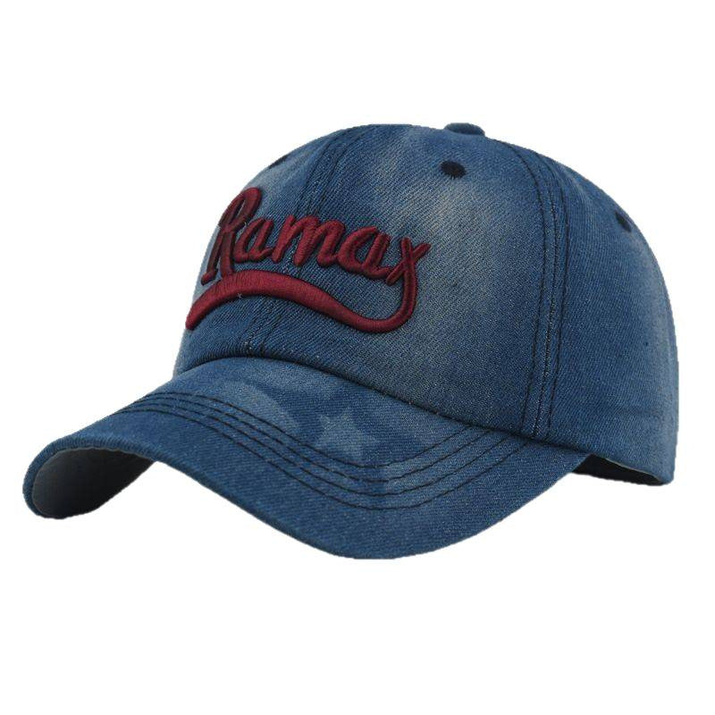 Herren verwaschene Denim bestickte Baseballmütze Brehn