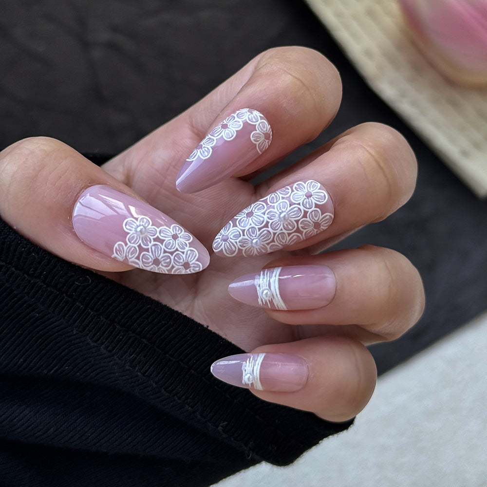 Elegante floral-akzent press-on nägel Brehn