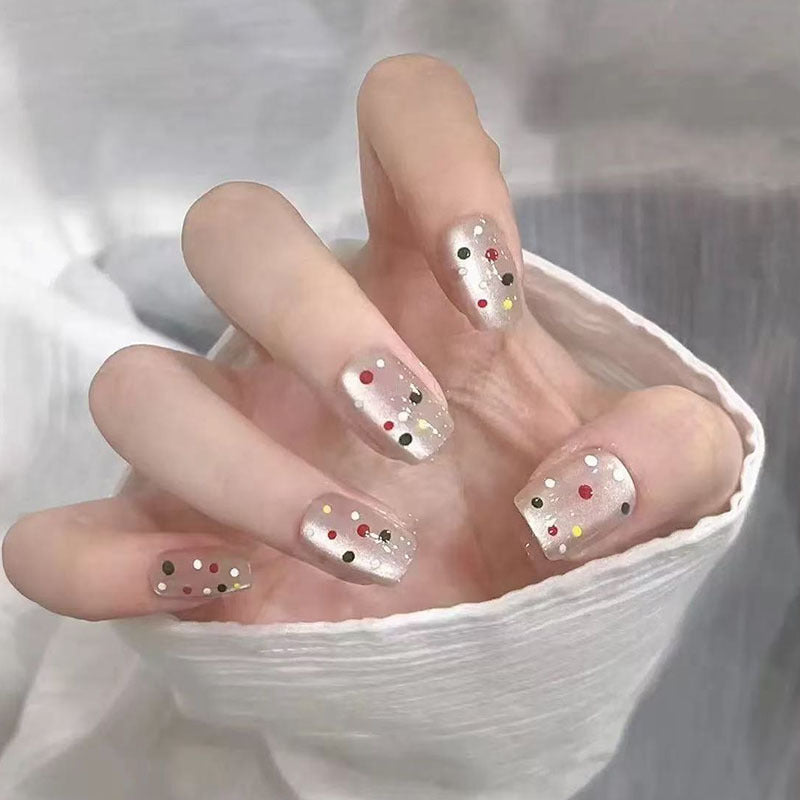 Künstlerisches Konfetti Press-On Nagelset Brehn