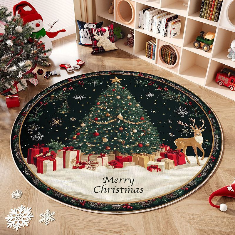 Weihnachtlich gestalteter runder Teppich Brehn