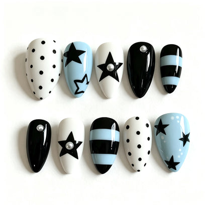 Trendiger Sternmuster Press-On Nagelset