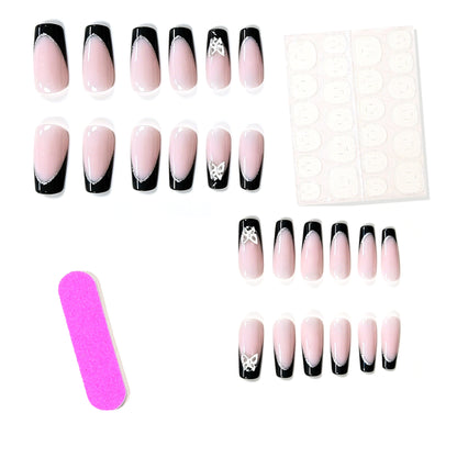 Stylisches Glitzer Französisch Tip Nagelset Brehn