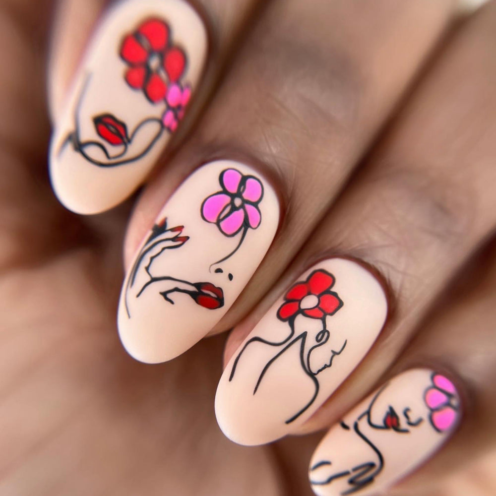 Handgemachte Kunstnägel mit floralen Mustern Brehn