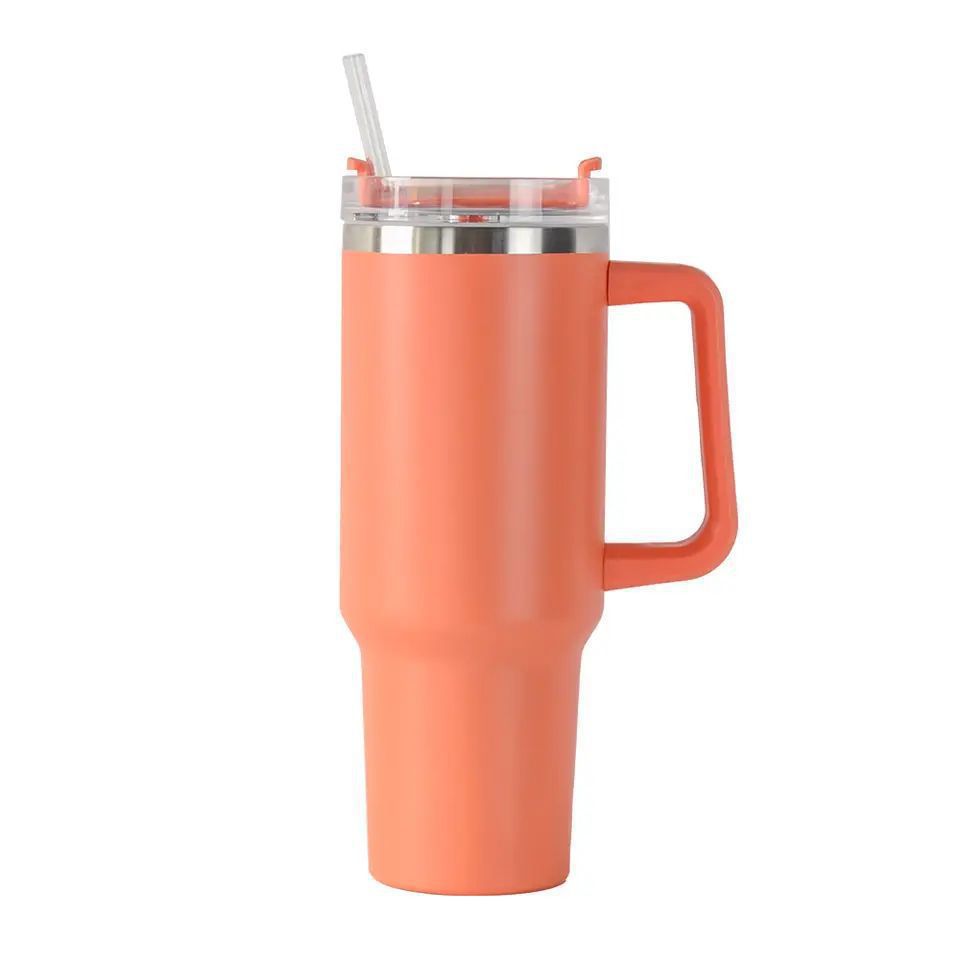 Damen Isolierter Trinkbecher mit Handgriff und Strohhalm Brehn