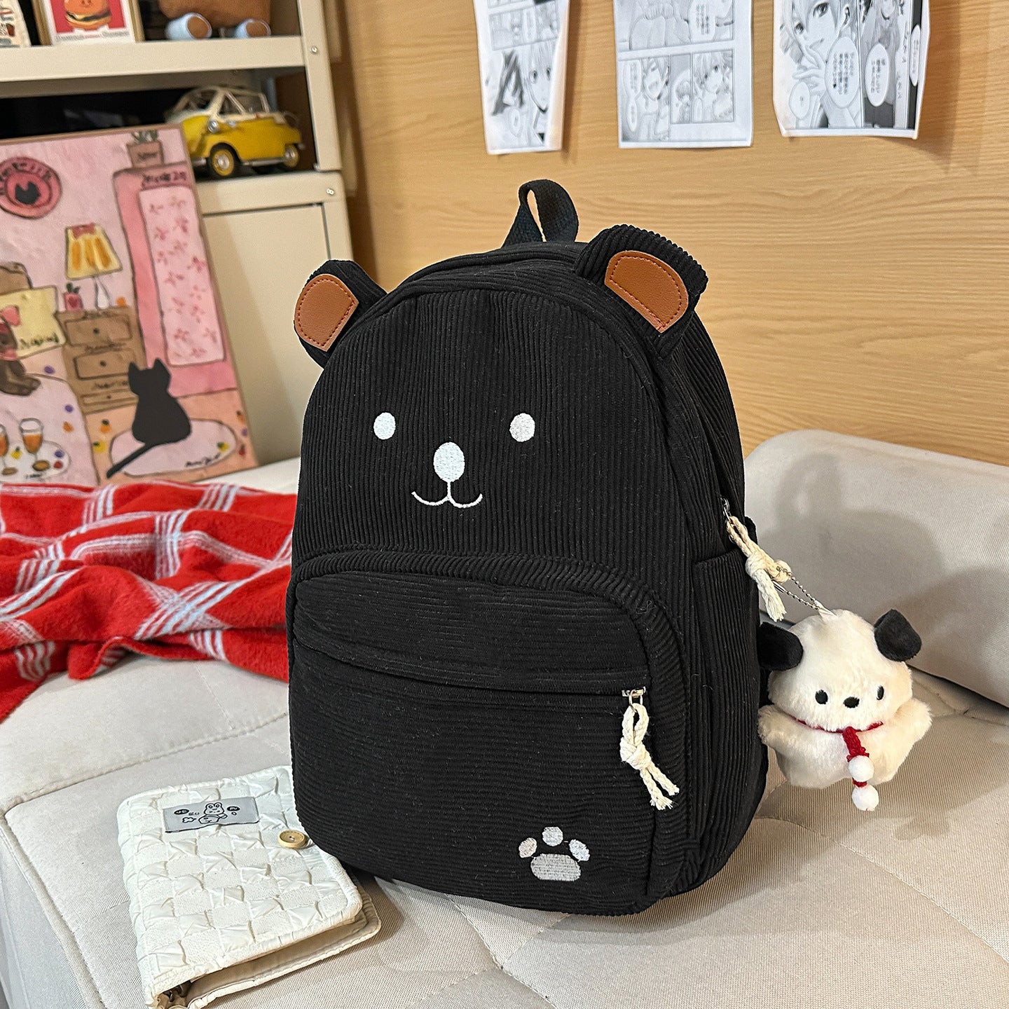 Rucksack mit Niedlichem Bärenmotiv und Praktischen Fächern Brehn