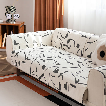Stretch-Sofaüberwurf mit abstraktem Pinselstrich-Print und elastischem Bund Brehn