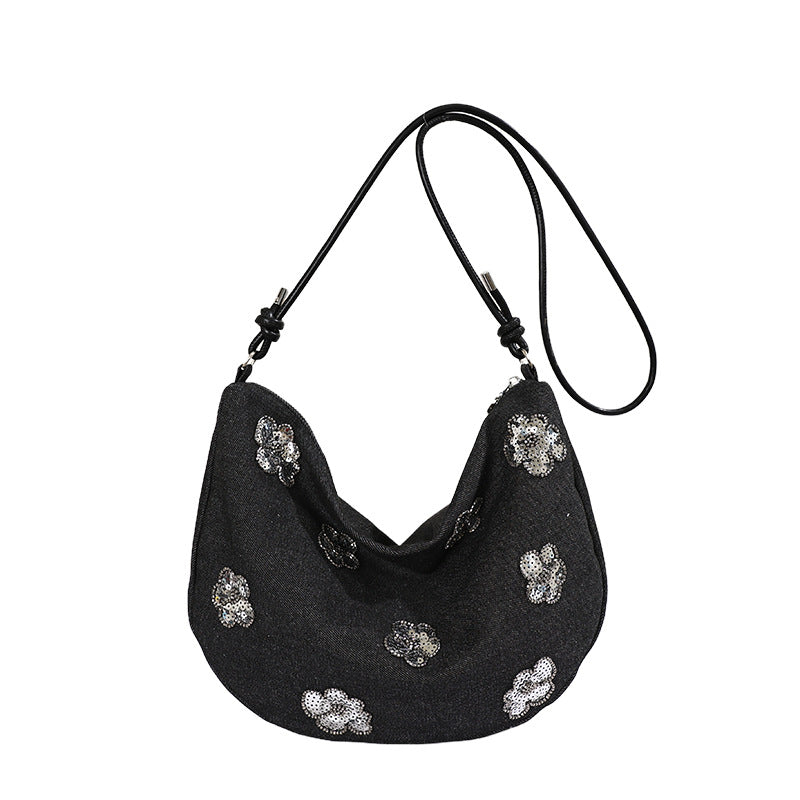 Florale Verzierungen Denim Handtasche Brehn