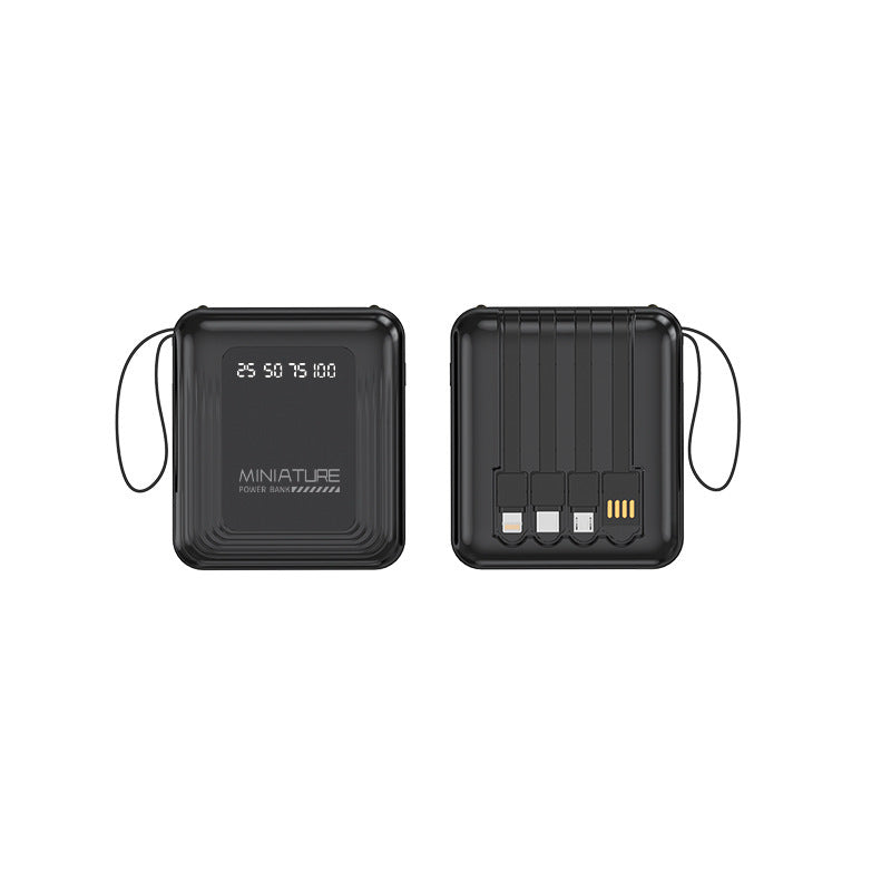 Kompakte Powerbank mit integriertem Kabel und digitaler Ladeanzeige Brehn