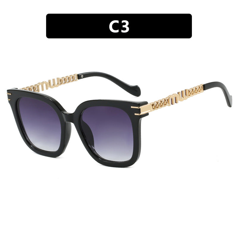 Damen trendige quadratische Sonnenbrille mit elegantem Rahmen und stylishem Goldakzent Brehn