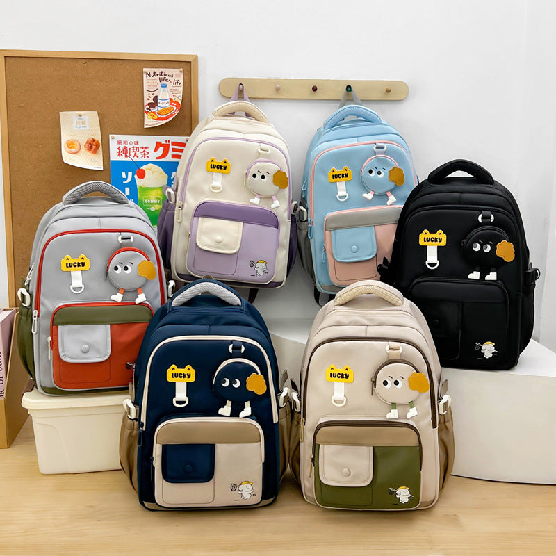 Niedlicher Charakter-Design Multi-Taschen Schulrucksack Brehn
