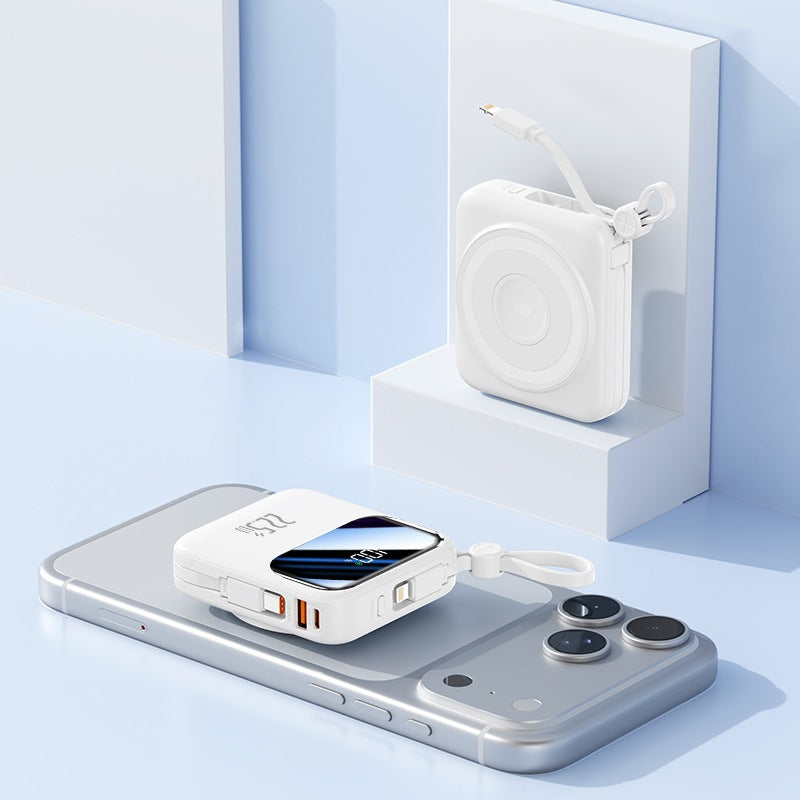 Tragbare Powerbank mit innovativem Kabelmanagementsystem und Schnellladefunktion Brehn