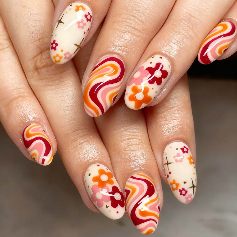 Retro Floral Nagelkunstdesign Brehn