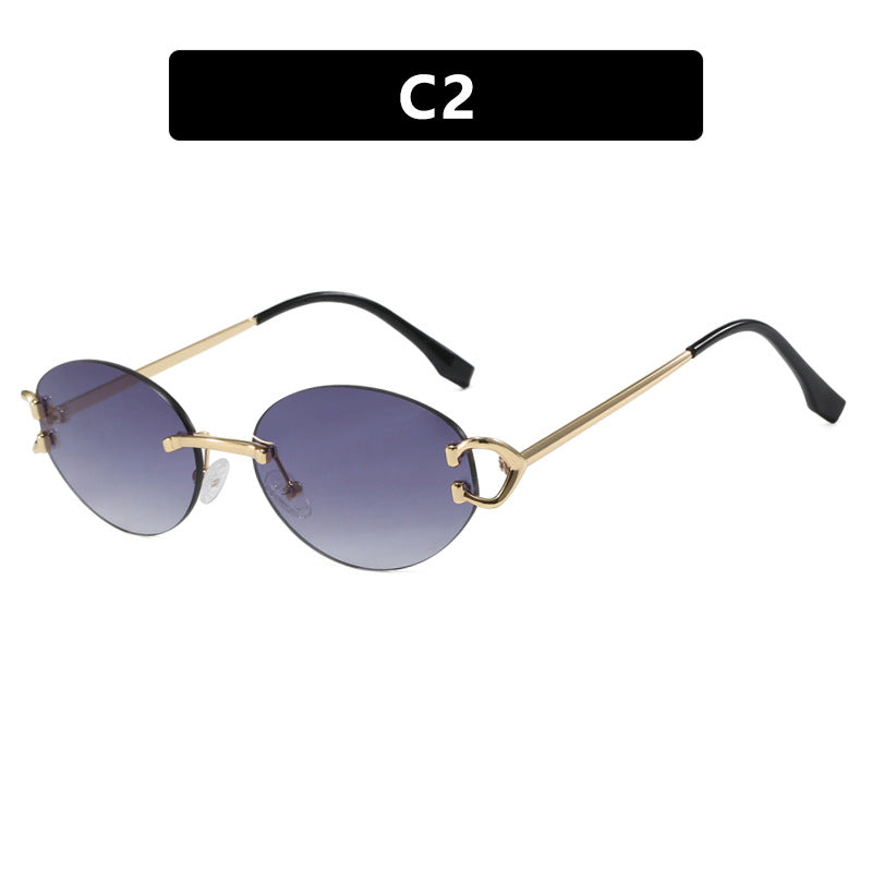 Damen elegante ovalförmige Sonnenbrille mit modischem Metallrahmen Brehn