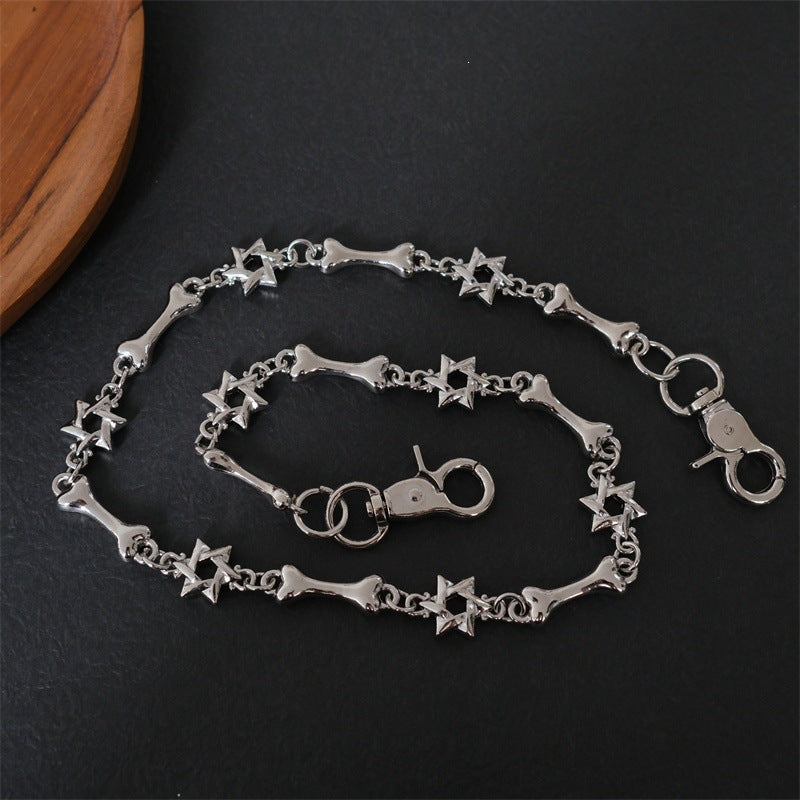 Elegante Kette mit Kreuz- und Knochenanhängern Brehn