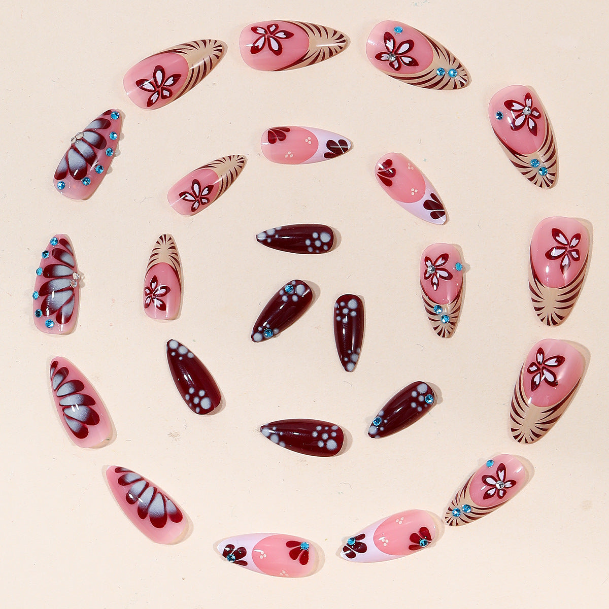 Künstlerische Florale Nagelverlängerungen Brehn
