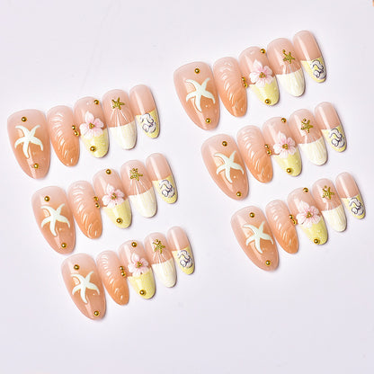 Stylisches Blumendekoratives Press-On Nagelkunst Set