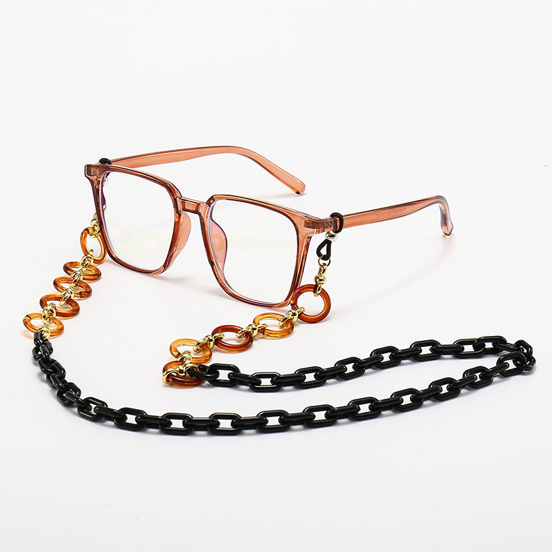 Modische Quadratische Rahmenbrille mit Dekorativer Kette Brehn