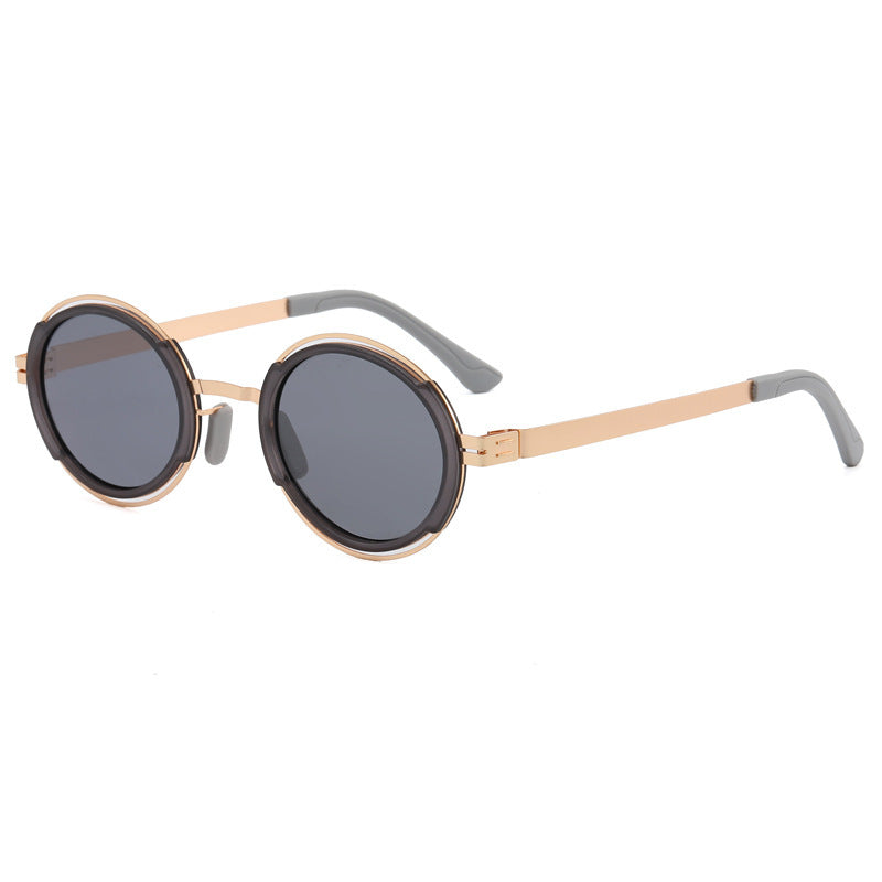 Damen modische runde Sonnenbrille mit elegantem Metallrahmen Brehn