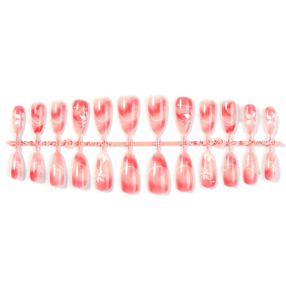 Kunstnagelset mit elegantem Ombre-Design und floralem Akzent Brehn