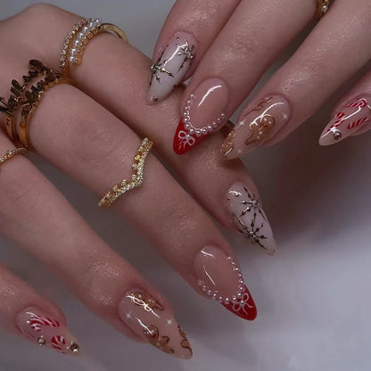 Künstlerisches Lebkuchen-Themen Press-On Nagelkunst Set Brehn