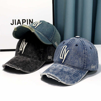 Damen Distressed Denim Bestickte Baseballmütze Brehn