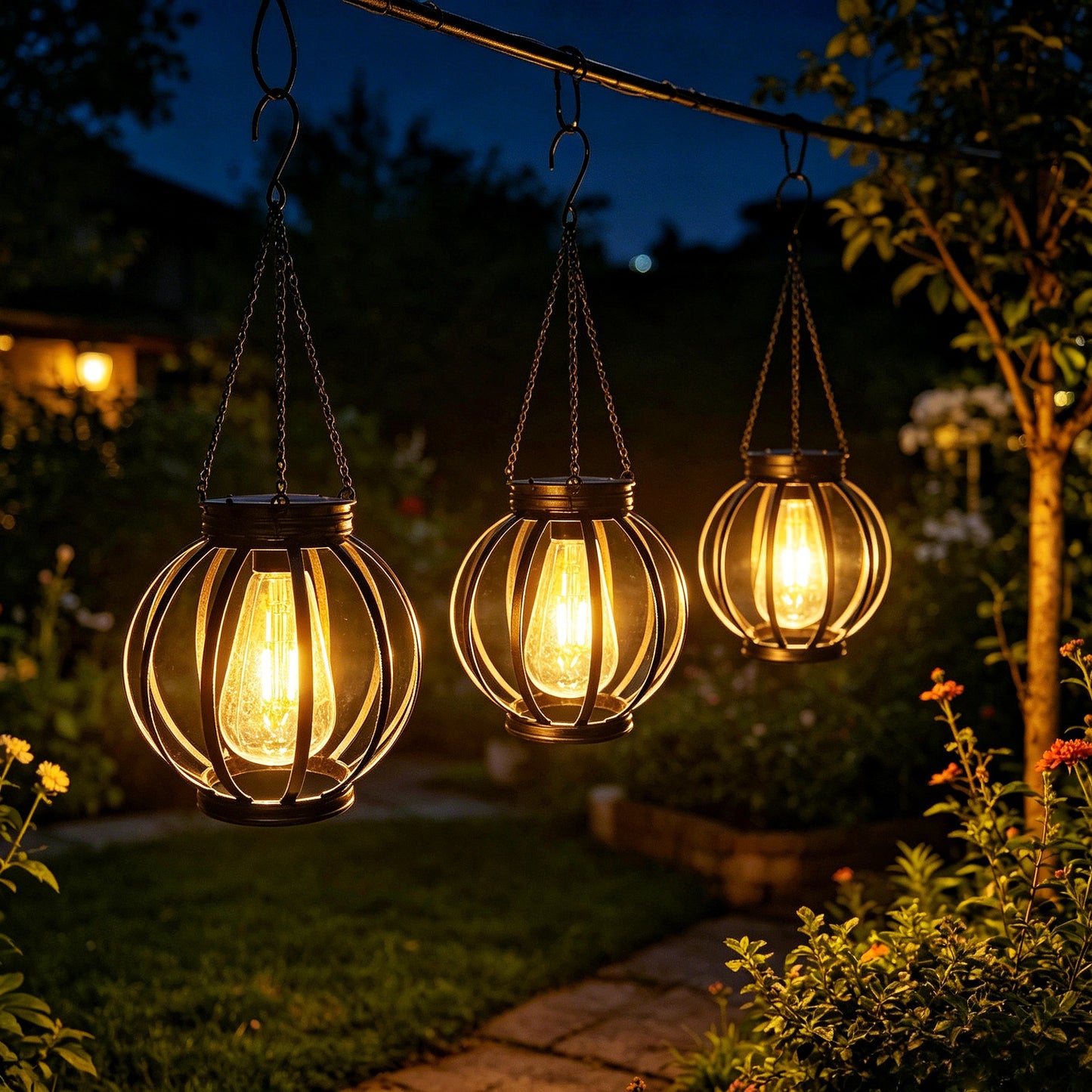 Outdoor Hängende Metallkäfig Pendelleuchte Mit Verstellbarer Kette Und Vintage Glühfaden LED Brehn