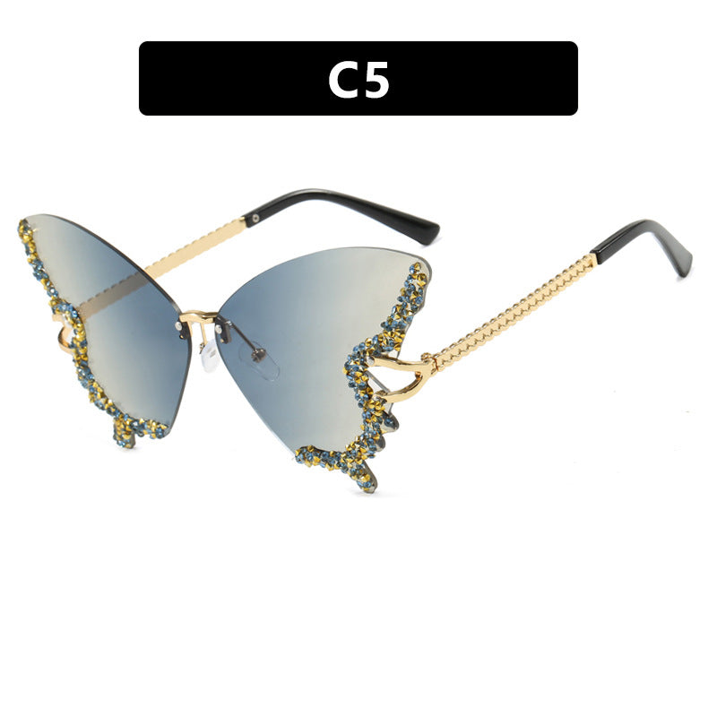 Damen große Cat-Eye Sonnenbrille mit funkelndem Strassbesatz und elegantem Rahmen Brehn