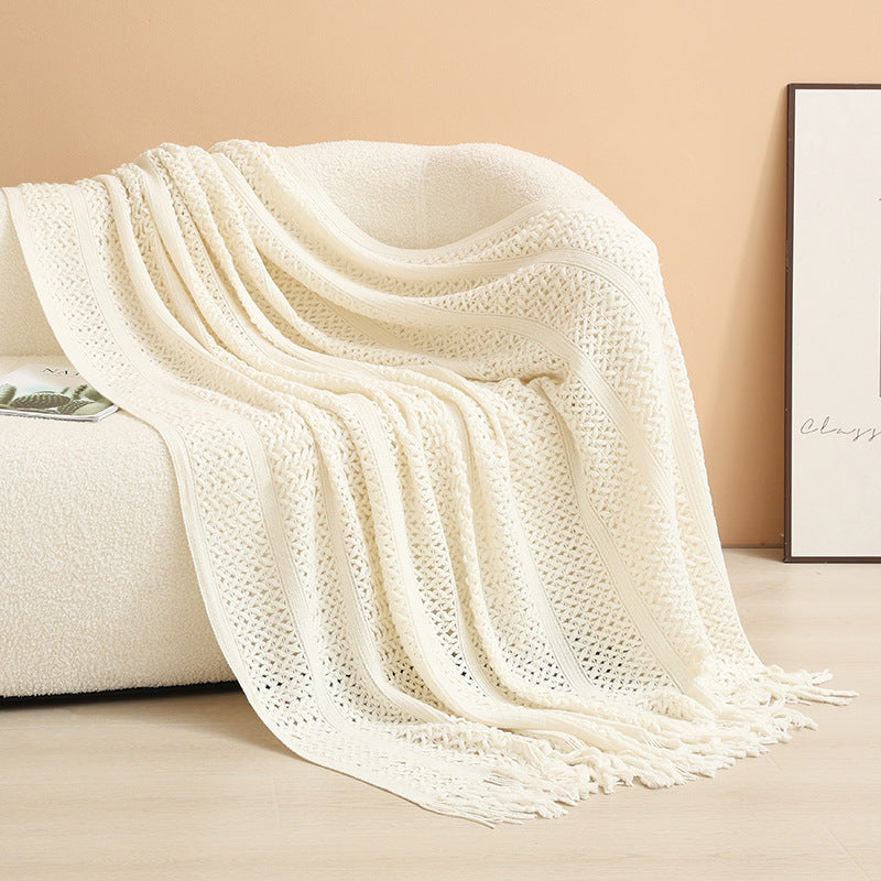 Damen gestrickte Wohndecke mit Fransen Brehn
