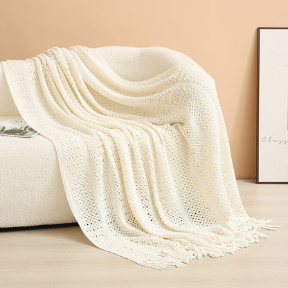 Damen gestrickte Wohndecke mit Fransen Brehn