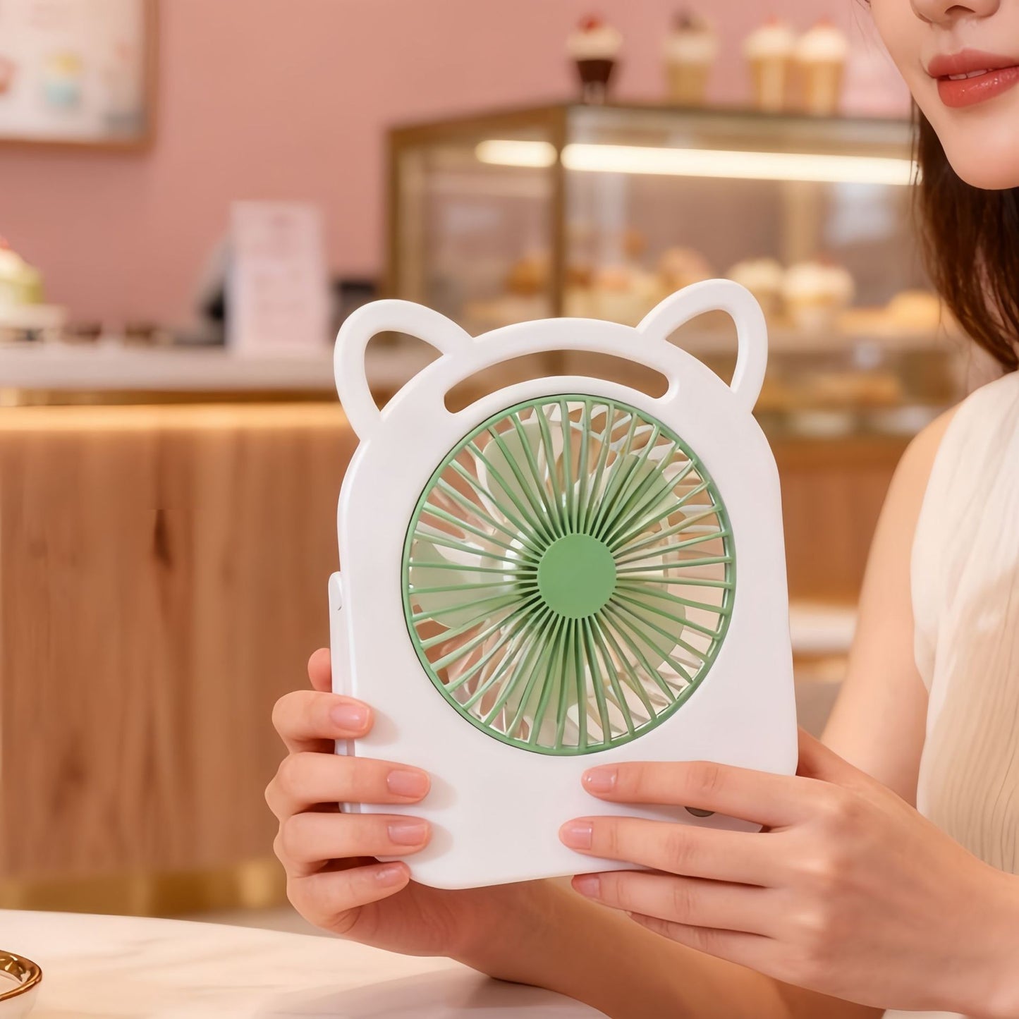 Damen Handventilator mit süßem Katzenmotiv Brehn