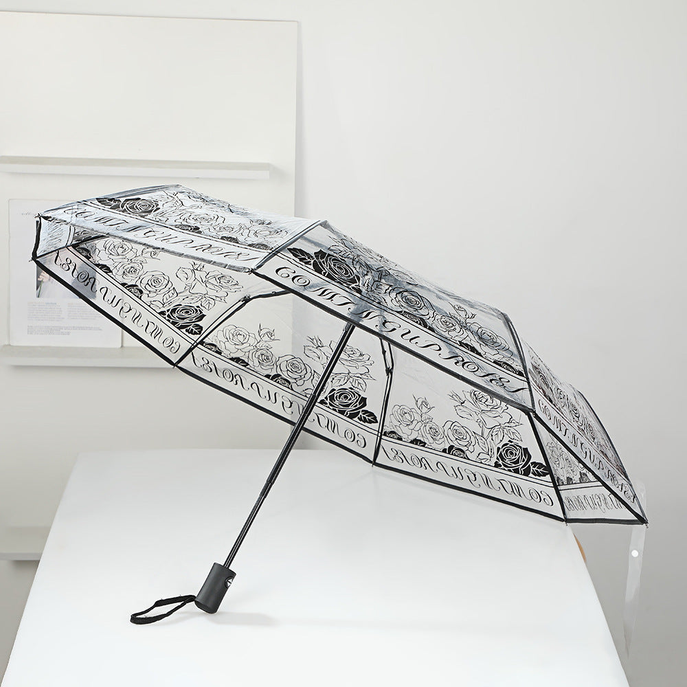 Damen eleganter durchsichtiger Regenschirm mit romantischem Design Brehn