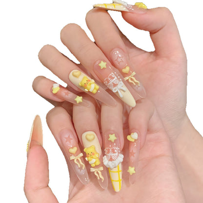 Verspielt 3D Nagelkunst Press-On Set Brehn