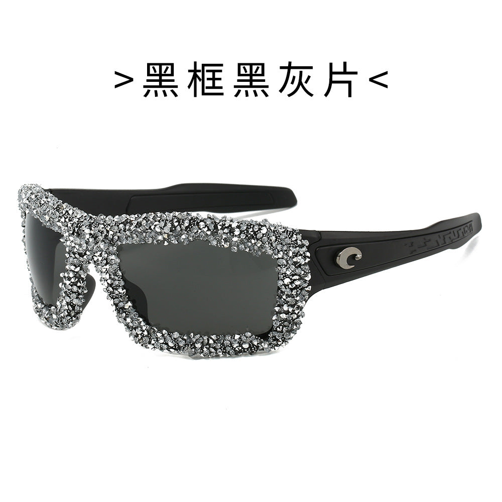 Damen Sportliche Sonnenbrille mit funkelndem Strassrahmen Brehn