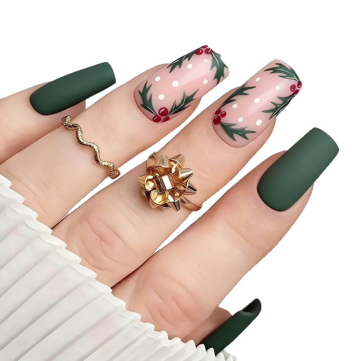 Elegante Kunstnägel mit Weihnachtsdesign Brehn