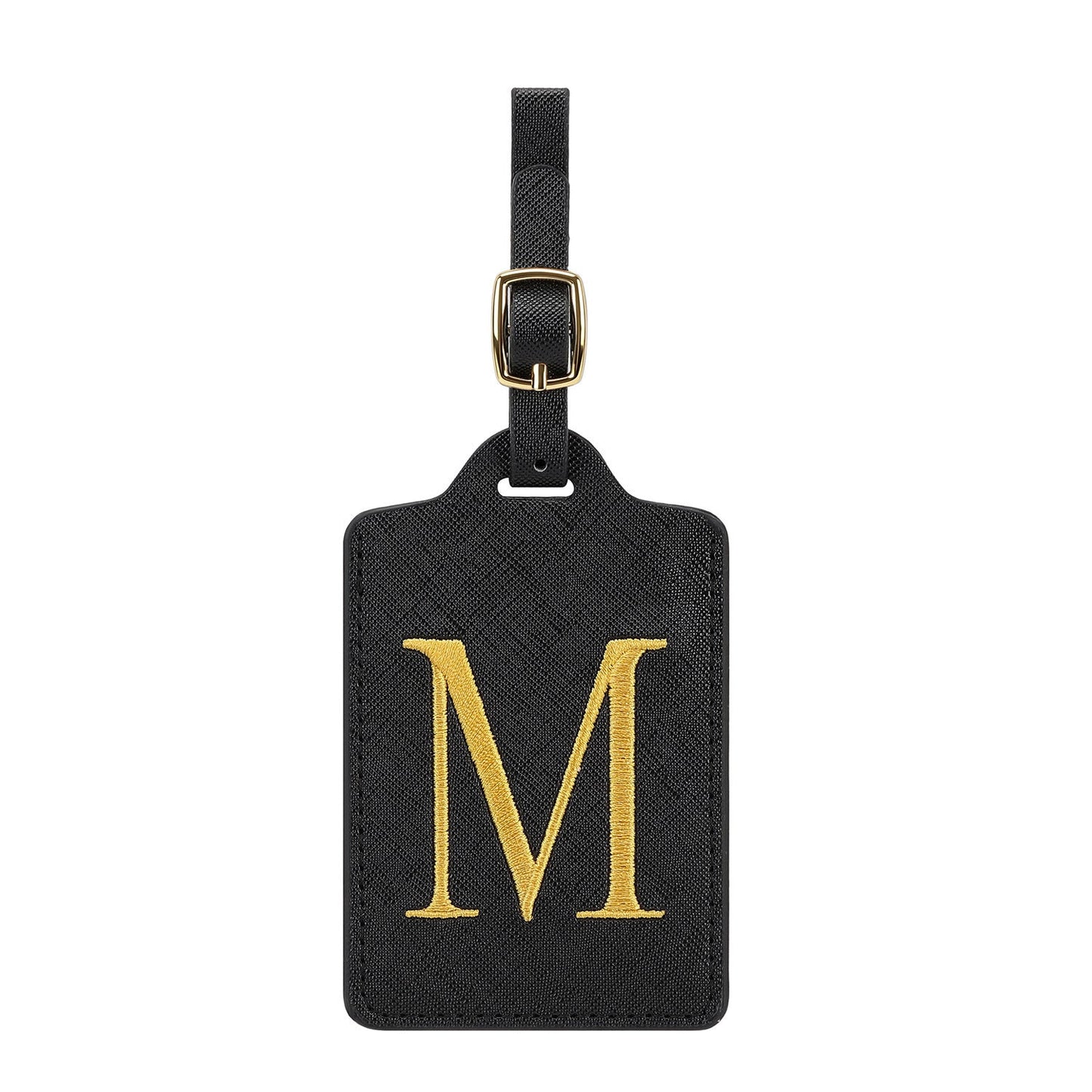 gesticktes Initialen-Monogramm-Leder-Gepäckanhänger mit verstellbarem Schnallenriemen Brehn