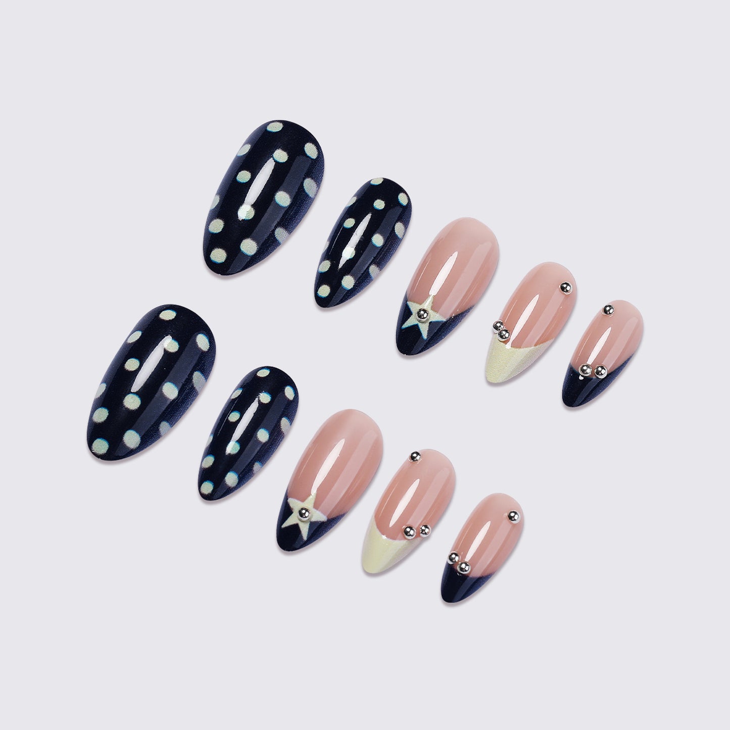Kreatives Polka Dots Press-On Nails Set Brehn