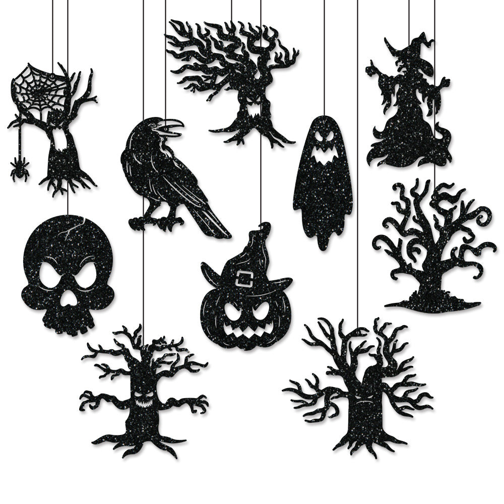 Mehrteiliges Hängendes Halloween-Deko-Set aus Glitzer-Silhouetten