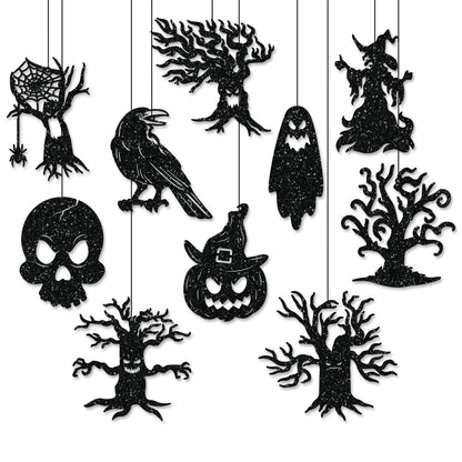 Mehrteiliges Hängendes Halloween-Deko-Set aus Glitzer-Silhouetten