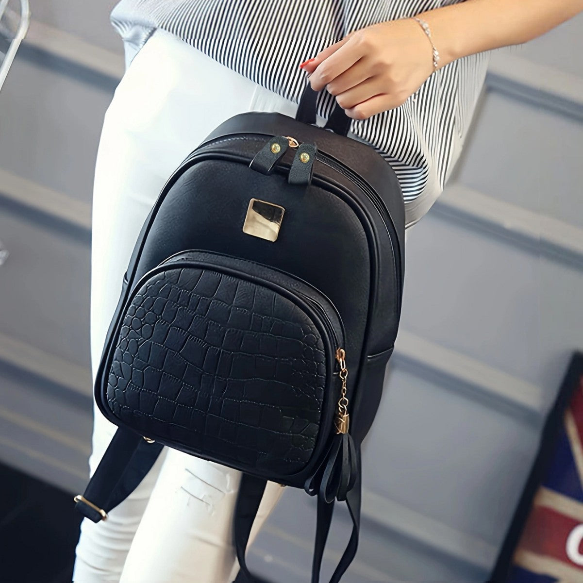 Modischer Rucksack mit Strukturiertem Material Brehn