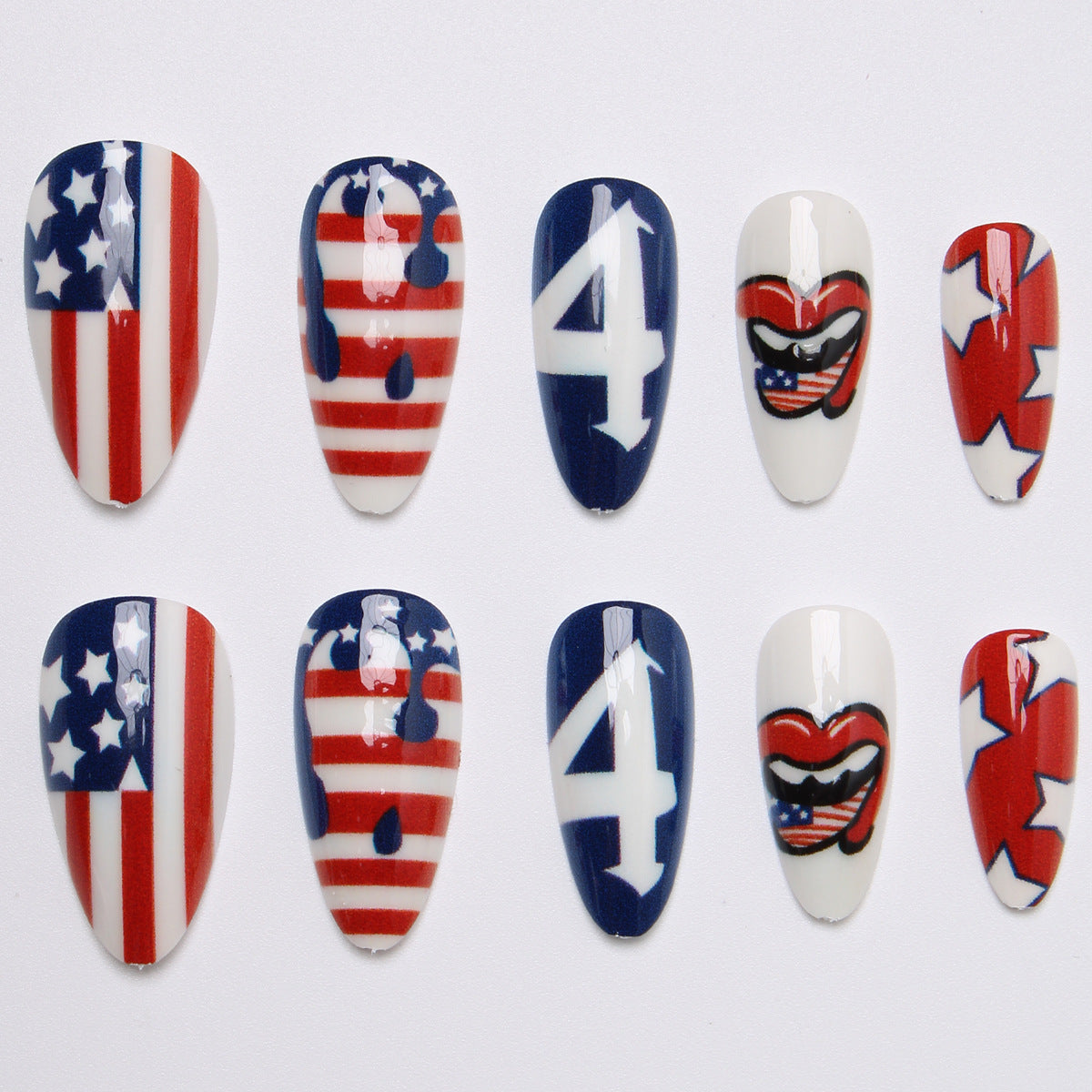 Kunstnägel mit kreativem patriotischen Design Brehn