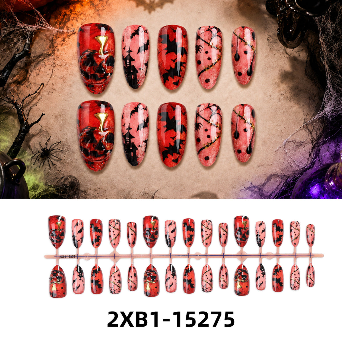 Kunstnagelset mit kreativen Halloween-Motiven Brehn