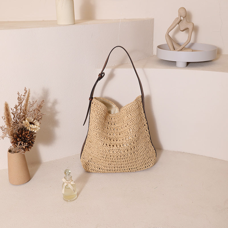 Damen Handtasche aus hochwertigem Makramee mit Lederakzent Brehn