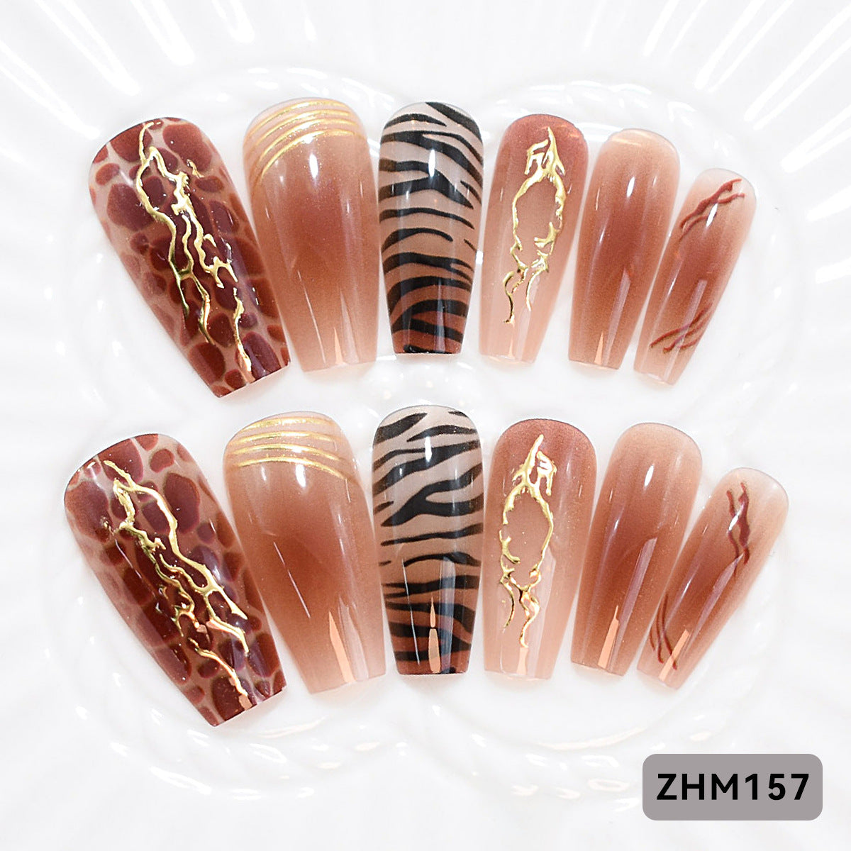 Künstlerisches Press-On-Nagelset mit Kirschblütenmuster Brehn
