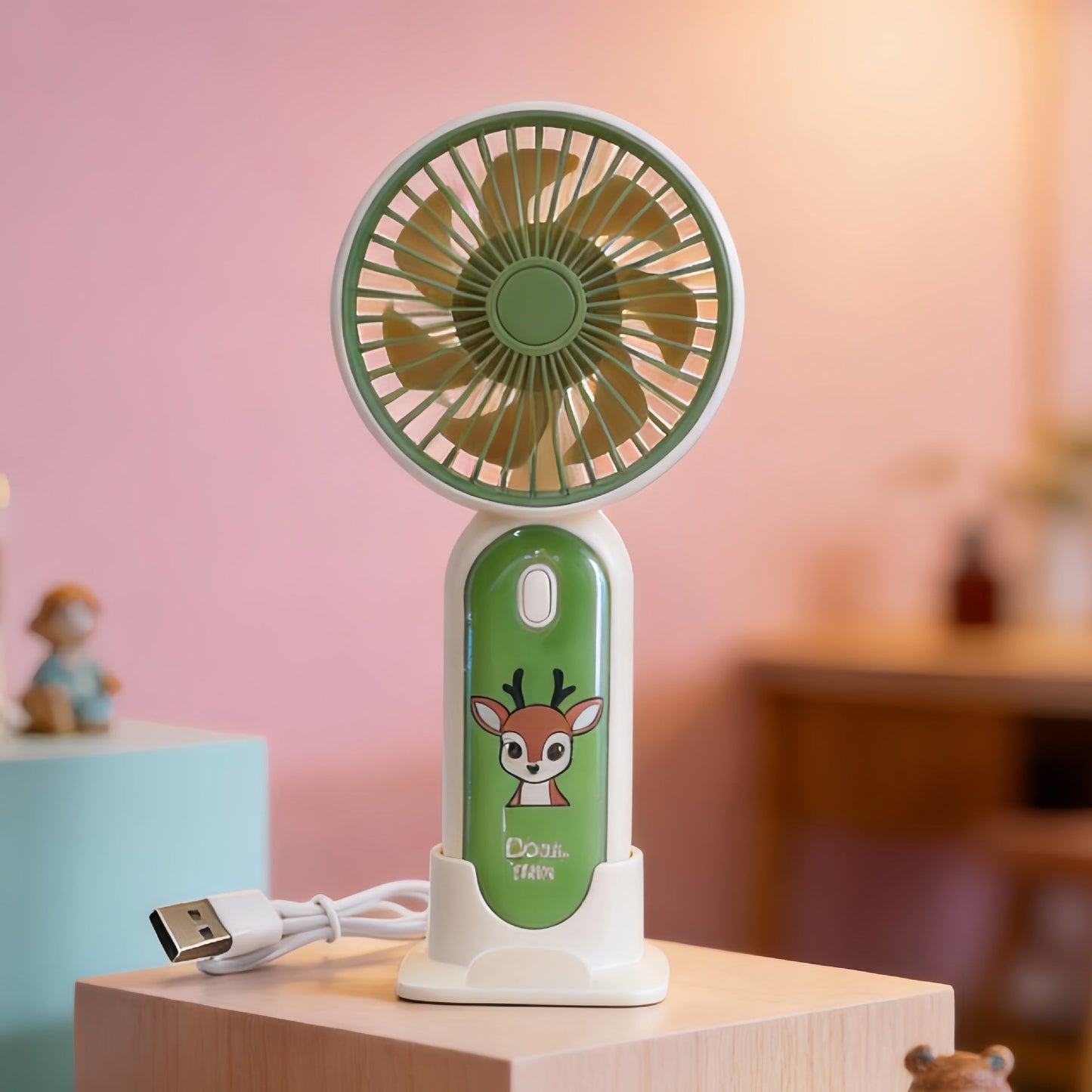 Damen Tragbarer Mini USB Ventilator mit Tier Löwen Design Brehn